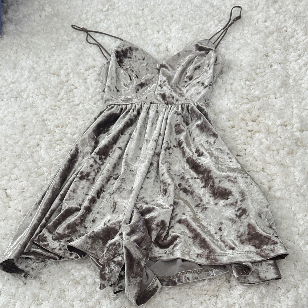 Urban Outfitters Velvet Romper Dress in Silver and Brown
